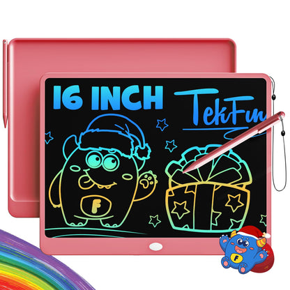 TEKFUN LCD Writing Tablet for Kids, 10-inch Coloring Drawing Pad, Mess Free Doodle Board, Airplane Travel Toys for Boys and Toddlers, Road Trip Essentials, Gifts for 3 4 5 6 7 8 Year Old Girls (Pink)