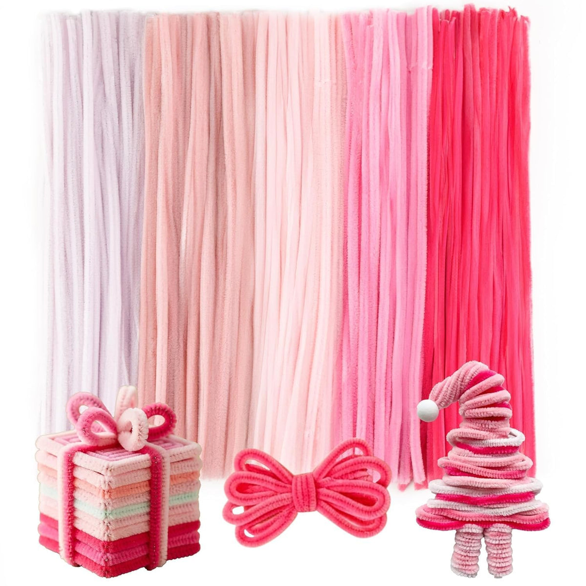 Caydo 200PCS Thick Pipe Cleaners Craft, 20 Colors Chenille Stems