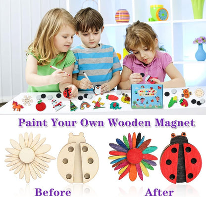 DIY Wooden Magnet 36 Art Craft Supplies Painting Kit for Kids Ages 4-8 8-12