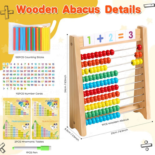 Wooden Abacus for Kids Math Game for Kids 5-7 Abacus Counters Counting Toys