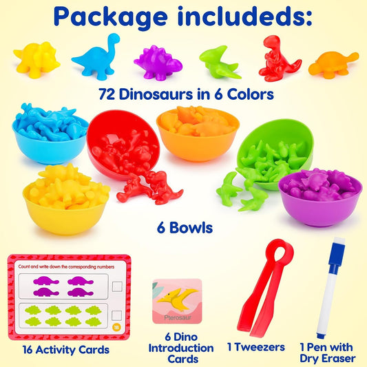 Tsomtto Counting Dinosaurs Montessori Toys for 3 4 5 Years Old Boys Girls