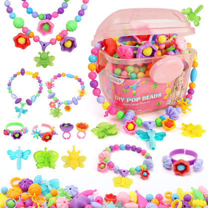 GILI Pop Beads - Jewelry Making Kit for 3 4 5 6 7 8 Year Old Little Girls - Arts and Crafts Toys for Kids Age 4yr-8yr - Necklace Bracelet Creativity Snap Set Top Best Christmas Birthday Gifts (500pcs)