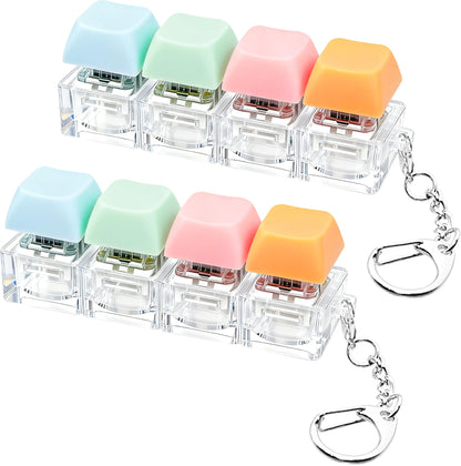 2 PCS Keyboard Fidget Toy, Keyboard Fidget Keychain 4-in-1 Keyboard Decompression Button Finger Clicker Toys, Keychain Button Stress Relief Fidget Gifts to Relief Stress (Transparent)