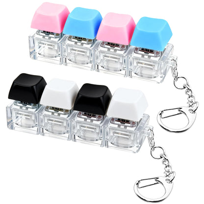 2 PCS Keyboard Fidget Toy, Keyboard Fidget Keychain 4-in-1 Keyboard Decompression Button Finger Clicker Toys, Keychain Button Stress Relief Fidget Gifts to Relief Stress (Transparent)