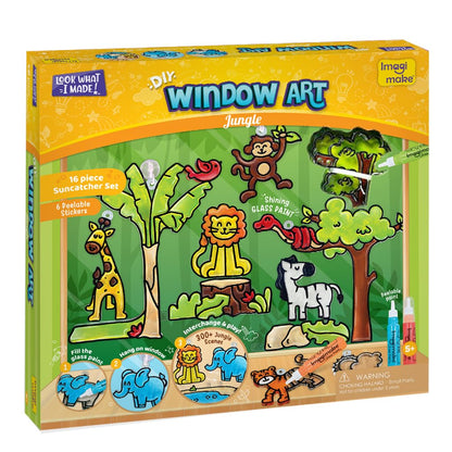Imagimake Window Art - Princess, Mermaid, Unicorn 16 Pieces Suncatcher Kit