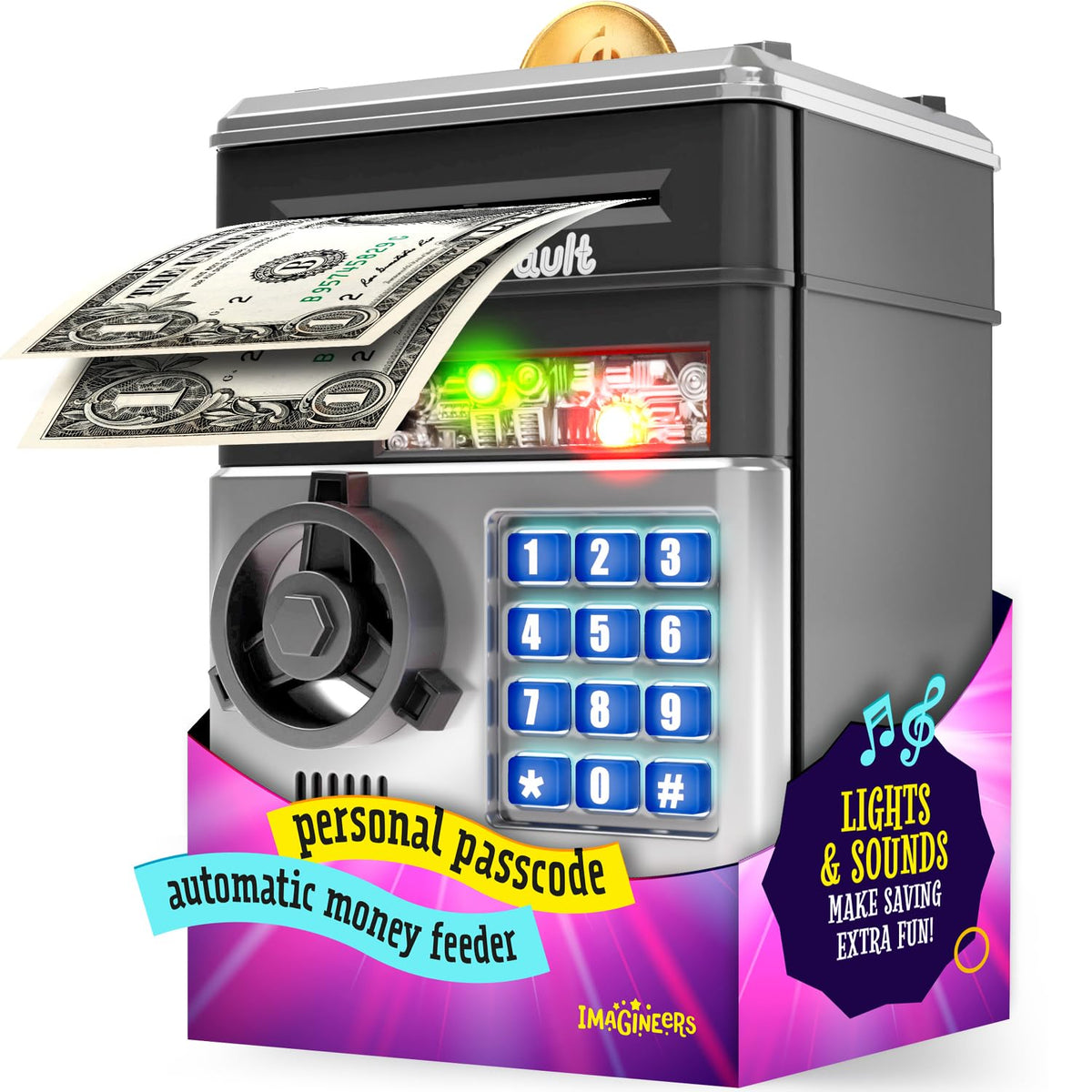 Piggy Bank for Kids - Electronic Money Saving Box w/Code- ATM Safe - Toy Coin Bank - Gifts for Boys Toys for Age 3, 4, 5, 6, 7, 8, 9 - Birthday Gifts for 8, 9, 10, 11, 12