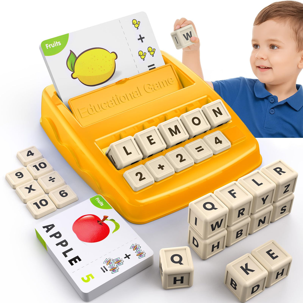 Educational Toys Learning Games for Kids 3-8, Matching Letter Spelling Early Math Game for Preschool& Kindergarten Kids Boys and Girls Light Blue ，Christmas Birthday gift for 4 5 6 7 boys girls