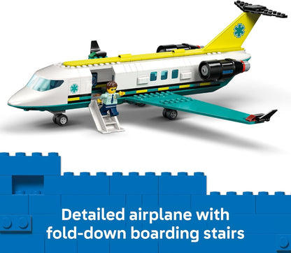 LEGO City Emergency Air Ambulance Airplane Building Toy for Kids - Pretend Play Rescue Airplane Model for Boys & Girls, Ages 6+ - Building Blocks W/Hero Minifigures - Gift Idea for Birthdays - 60465