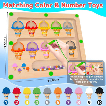 MTYOKILN Magnetic Color & Number Maze - Montessori Toys for 3 4 5 Year Old