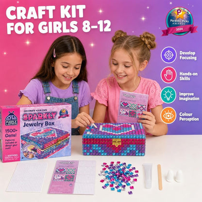 Jewelry Box Craft Kit for Girls Ages 8-12 - DIY Gem Mosaic Arts and Crafts