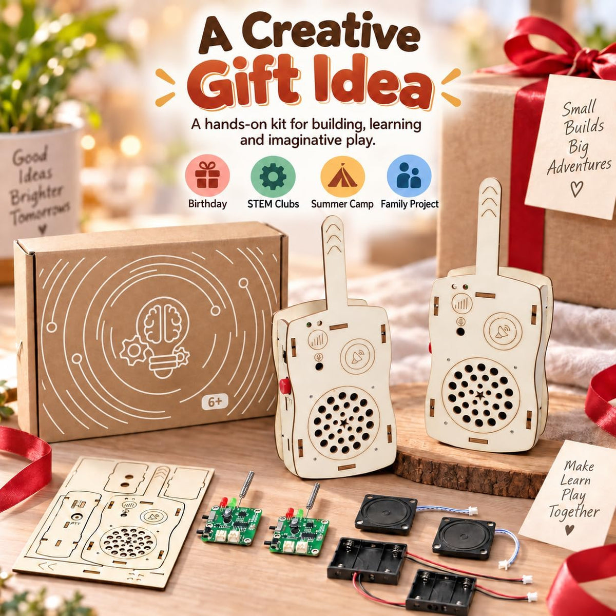 STEM Projects Science Toys for Ages 6-8-13 Walkie Talkies Kids Birthday Gifts for 7 9 10 11 12 14+ Years Old Boys Girls Teens Engineering DIY Electronic Kits Cool Gadgets Stuff Robotics 3D Puzzles