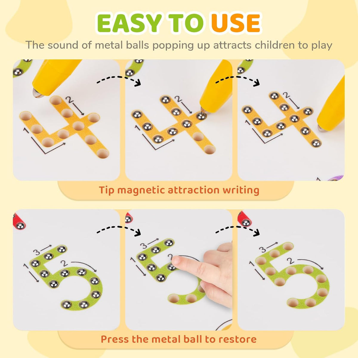 GAMENOTE Magnetic Number Tracing Board Double Sided, Numbers 1-20 Writing