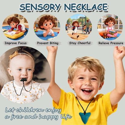 Chew Necklaces for Sensory Kids, 6 Pack Chewy Necklace Sensory Toys for Autism, ADHD, Anxiety- Silicone Teething Necklace Oral Chew Toys for Boys Girls Adults Chewer Reduces Chewing Fidgeting