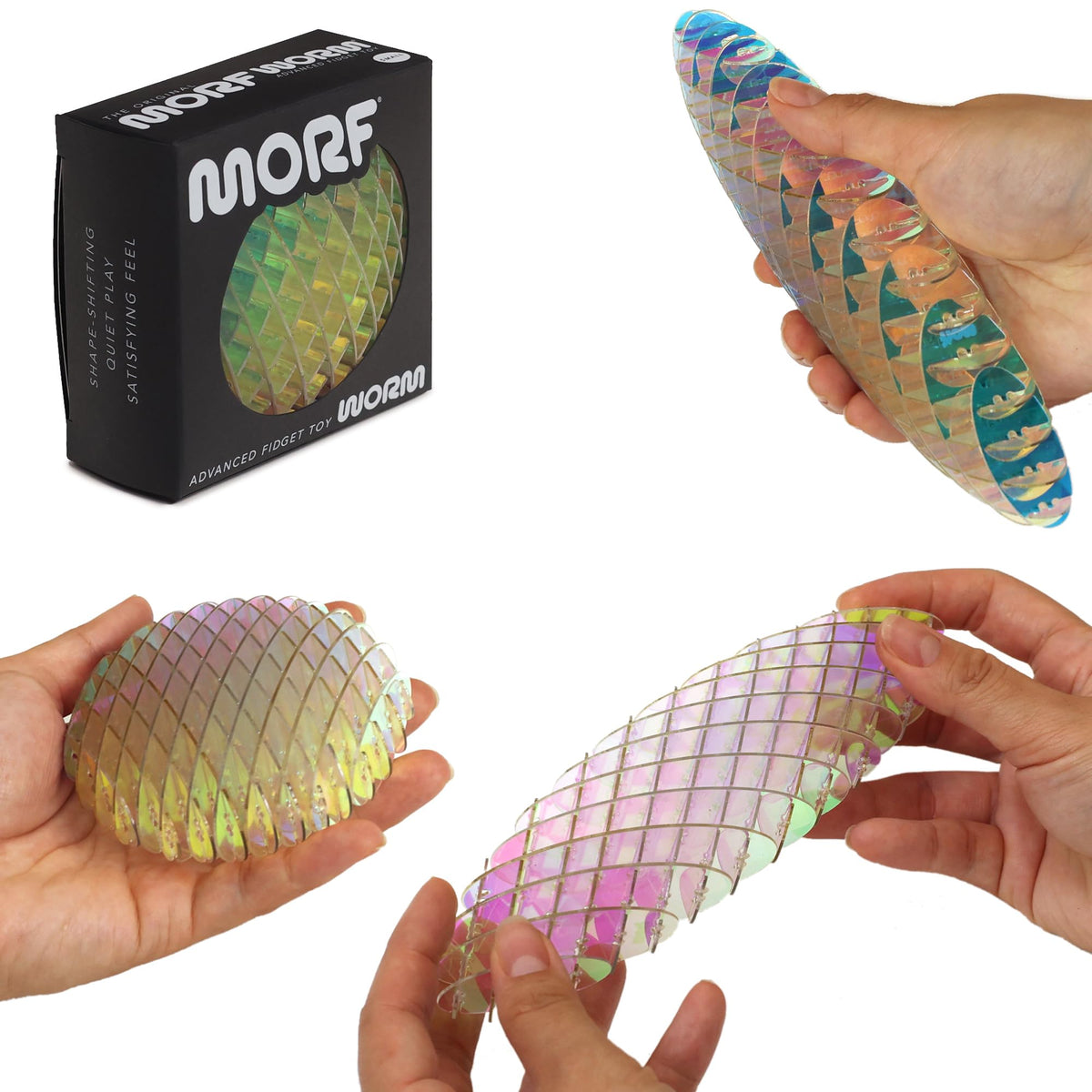 Morf Worm 3D Sensory Fidget Toy for Kids and Adults, Green, Small