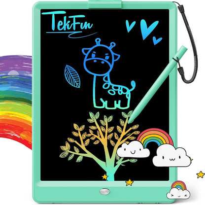 TEKFUN LCD Writing Tablet for Kids, 10-inch Coloring Drawing Pad, Mess Free Doodle Board, Airplane Travel Toys for Boys and Toddlers, Road Trip Essentials, Gifts for 3 4 5 6 7 8 Year Old Girls (Pink)