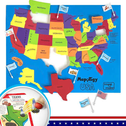 Imagimake Mapology USA Map Jigsaw Puzzle, Learn States, Capitals with Flags