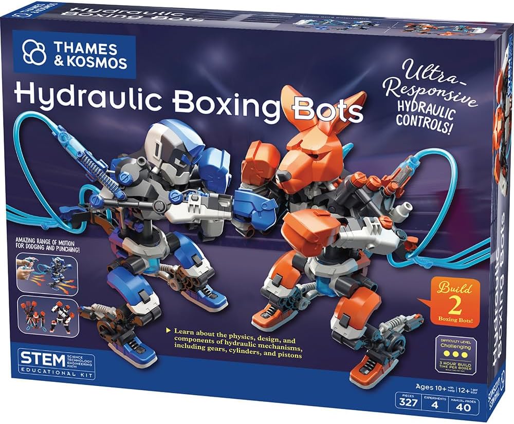 Thames & Kosmos Hydraulic Boxing Bots STEM Experiment Kit | Build Two Hydraulic-Powered Boxing Robots! | Explore Water-Powered Systems | Challenge a Friend to a Robot Duel!