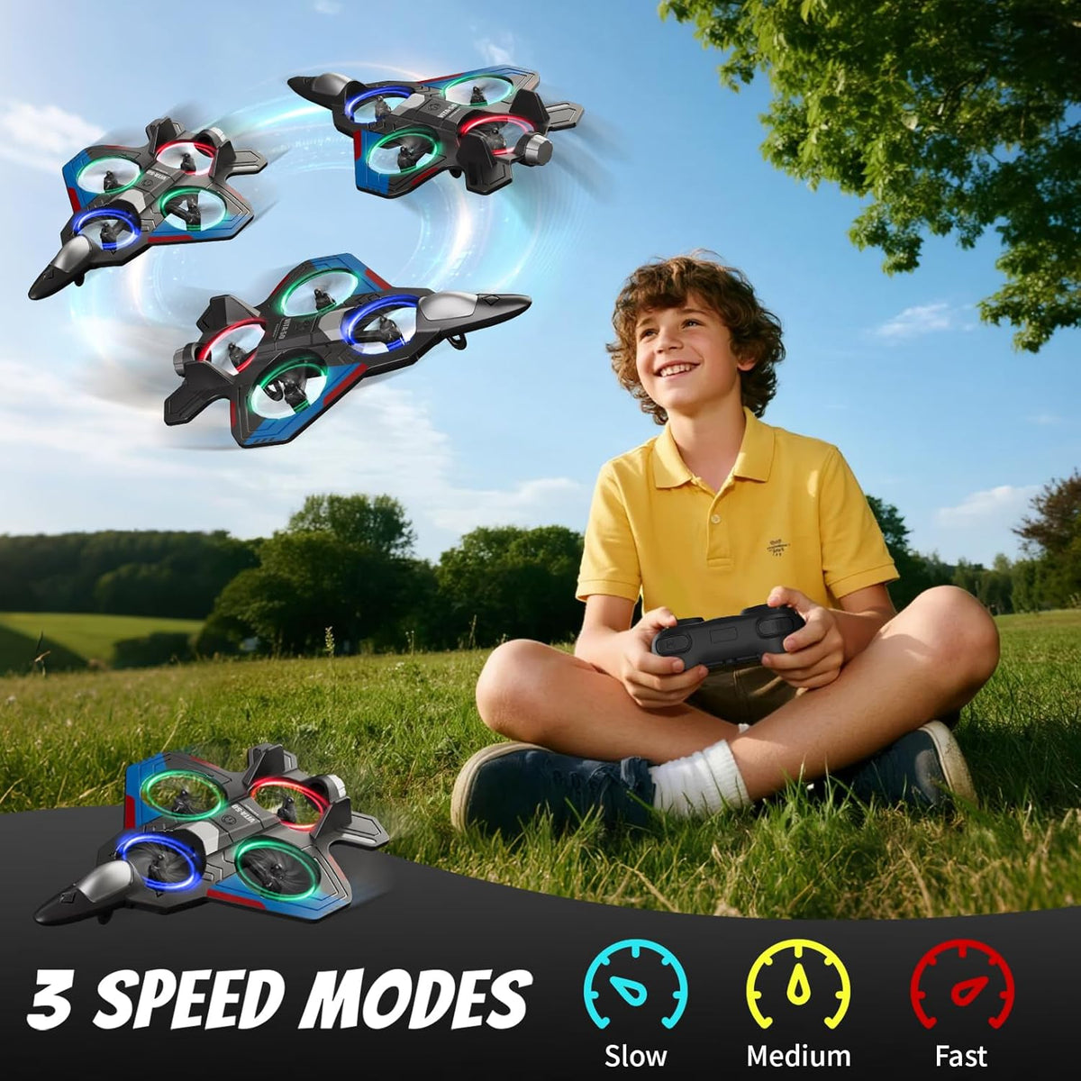 4DRC RC Planes Remote Control Airplanes for Kids Adults,Black,2Batteries
