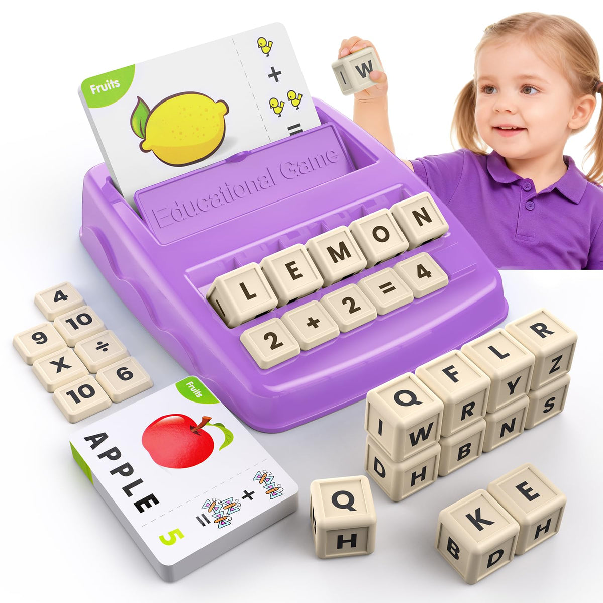 Educational Toys Learning Games for Kids 3-8, Matching Letter Spelling Early Math Game for Preschool& Kindergarten Kids Boys and Girls Light Blue ，Christmas Birthday gift for 4 5 6 7 boys girls