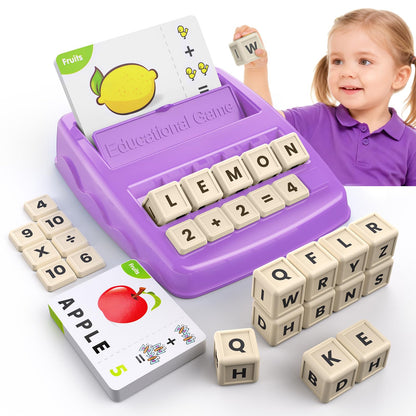 Educational Toys Learning Games for Kids 3-8, Matching Letter Spelling Early Math Game for Preschool& Kindergarten Kids Boys and Girls Light Blue ，Christmas Birthday gift for 4 5 6 7 boys girls