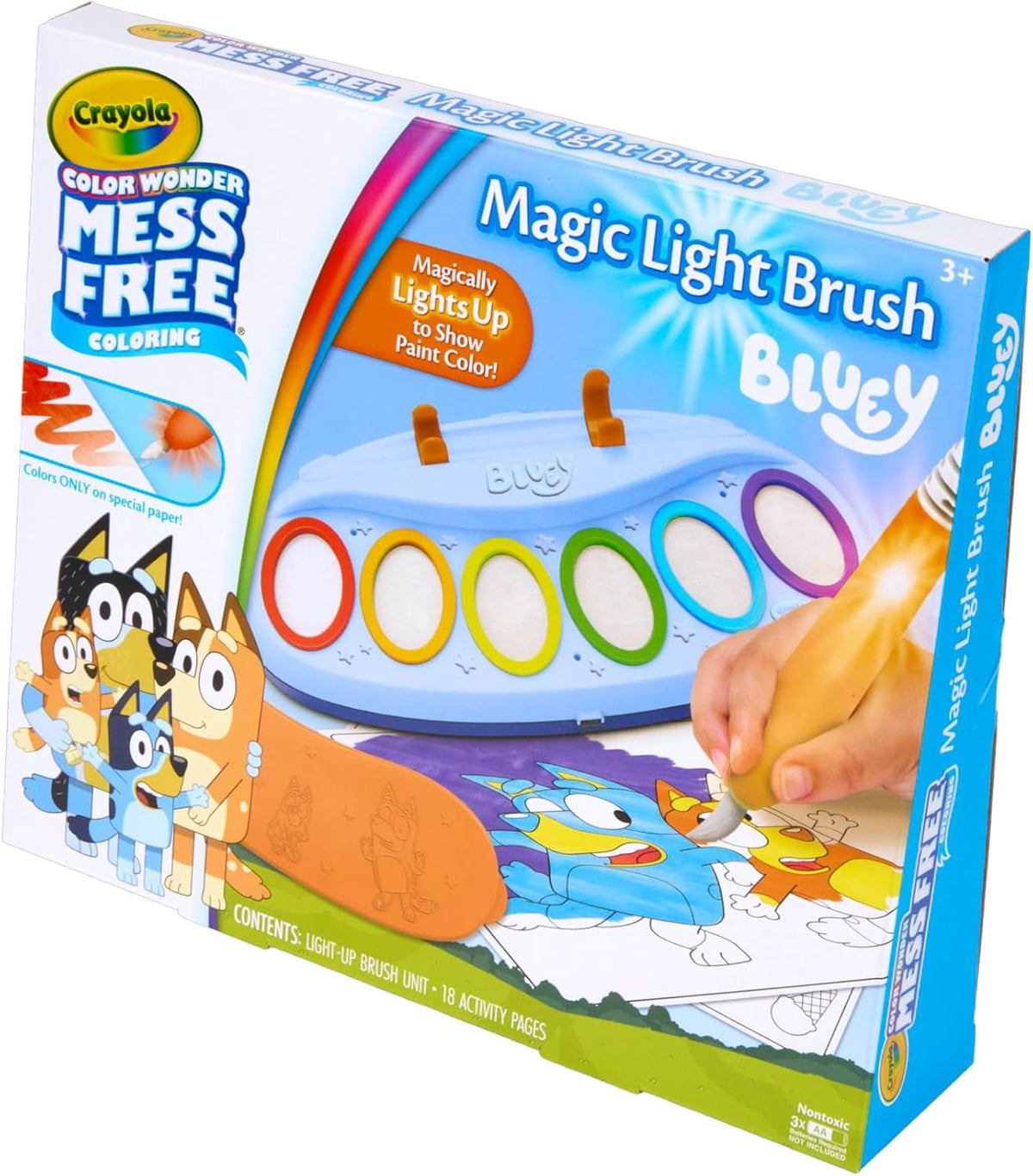 Crayola Bluey Color Wonder Magic Light Brush, Mess Free Painting Station for Kids, Gifts, Toddler Bluey Toys & Activities, Ages 3+