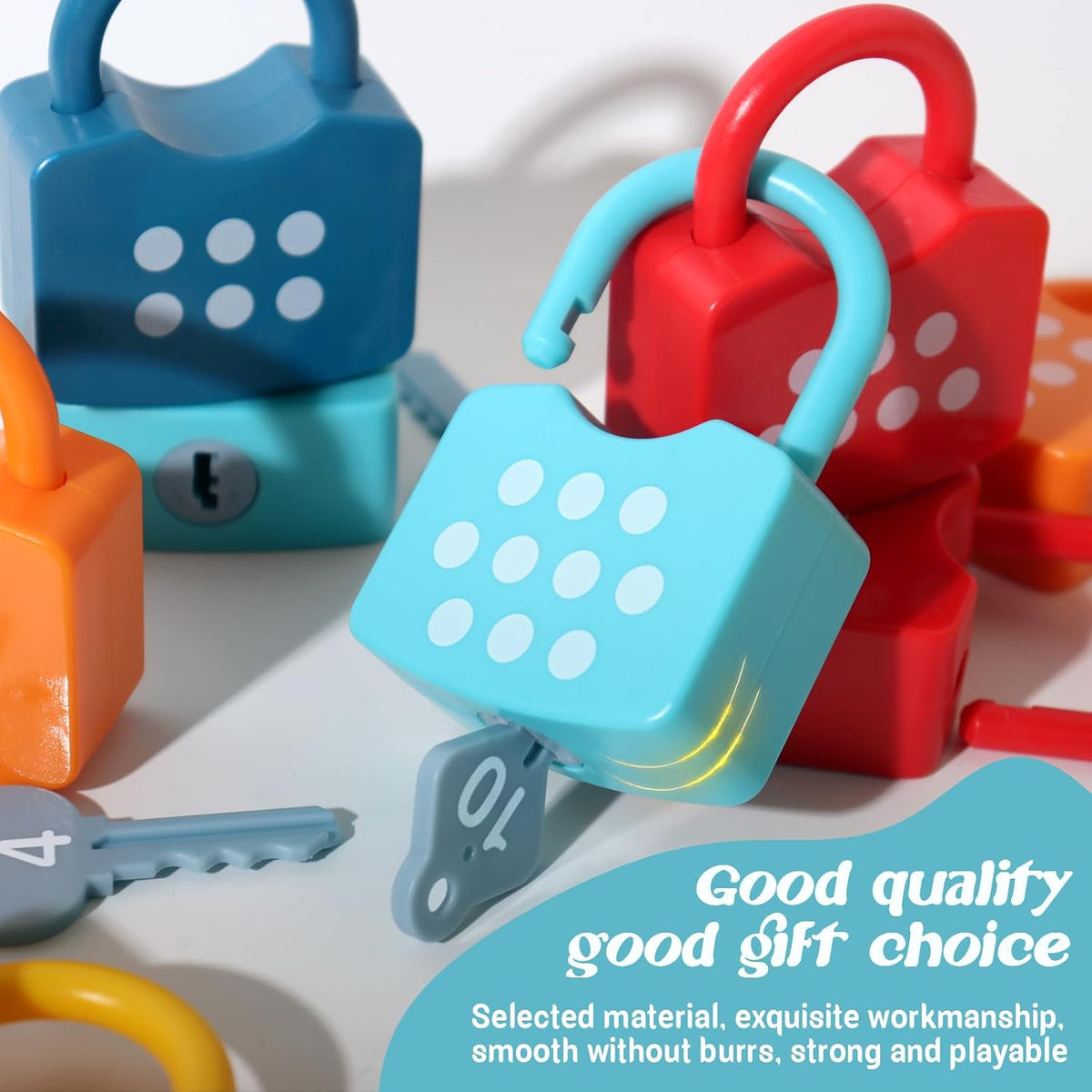 Dinhon Montessori Number Lock Key Toy Learning Game for 3-5 Years Old Kids