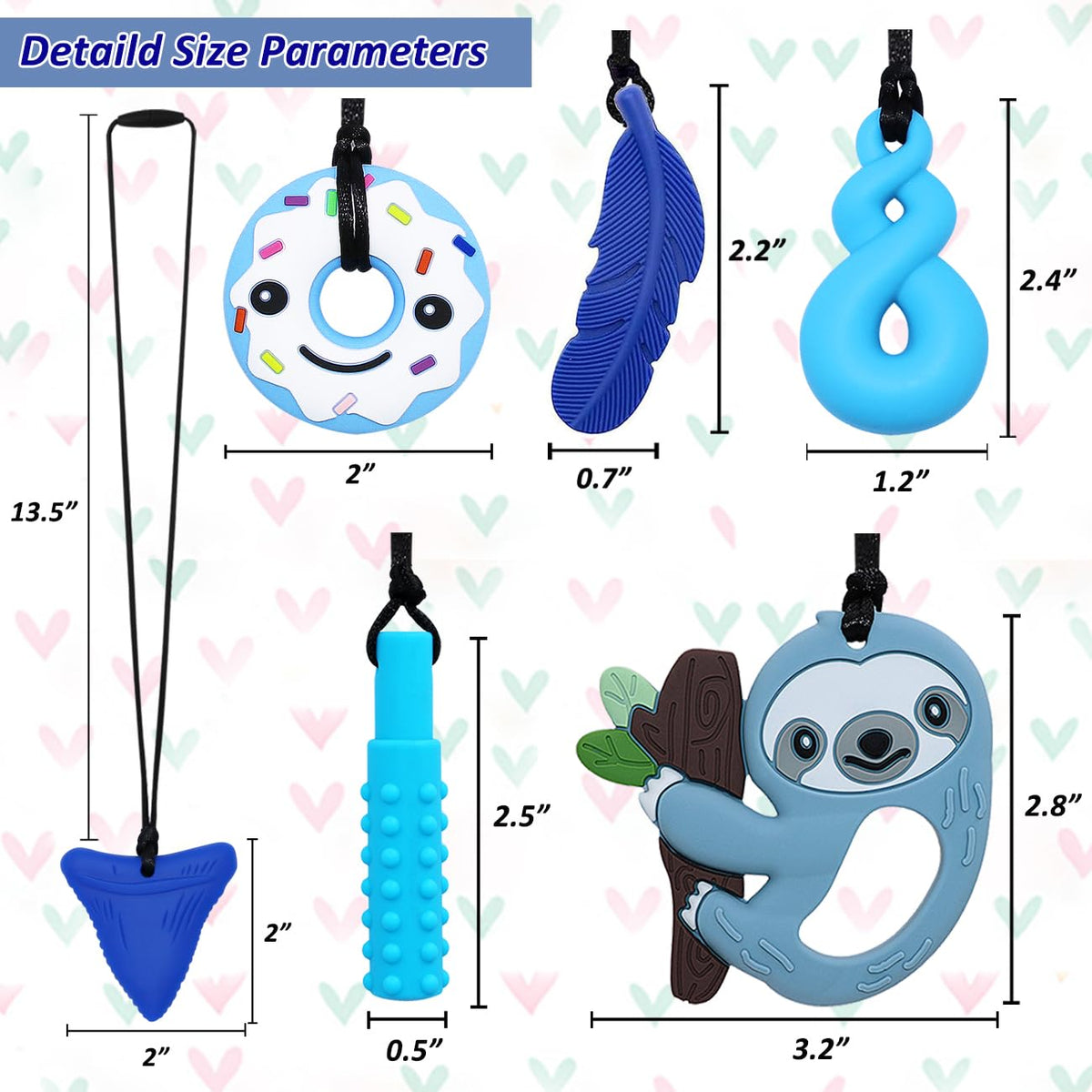 Chew Necklaces for Sensory Kids Boys Girls, Chewy Necklace Sensory Toys for Kids with Autism 6 Pack, Silicone Oral Motor Aids Chew Toys for Children Adults Reduce Fidgeting