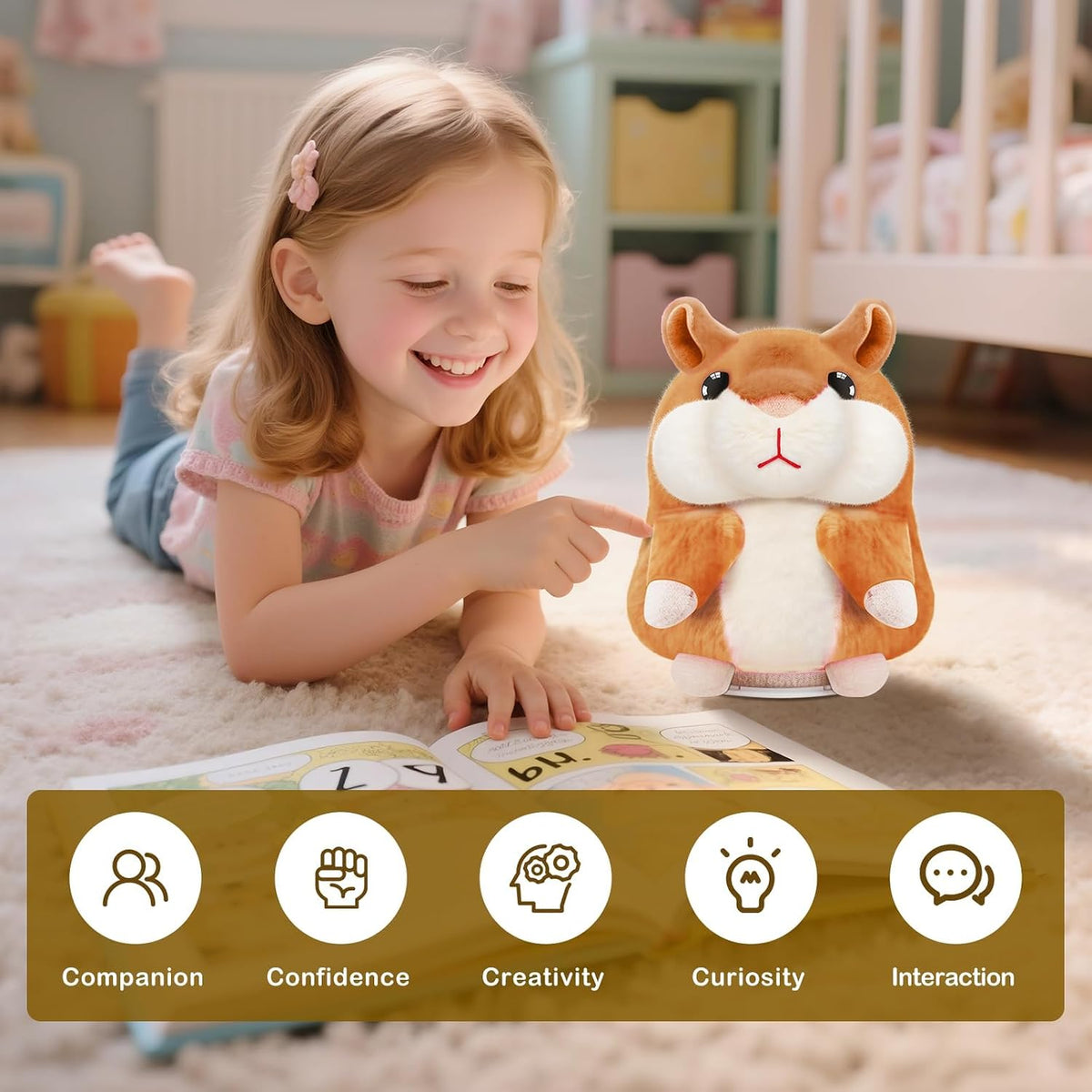 SANJOIN Toddler Kids Toys, Talking Hamster Repeats What You Say for Boys Girls, Stuffed Animals Interactive Plush Repeating Sensory Toy Gifts for 3+ Year Old Boy Girl Birthday Gift (Brown)