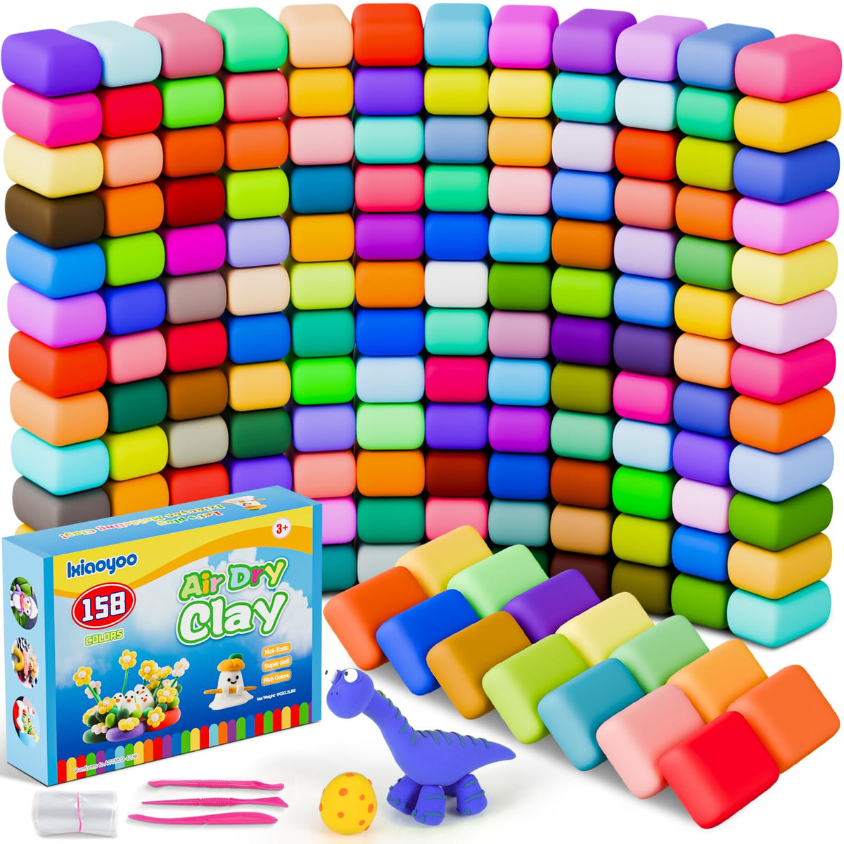Ixiaoyoo Air Dry Clay, 30 Colors Foam Modeling Clay for School Projects