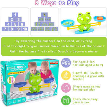 Frog Balance Counting Toys, Cool Math Learning Games for Boys and Girls, Educational Number Preschool Toy, Fun Children's Gift STEM Math Games for Kids Age 3+ (63 PCS)