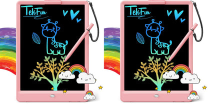 TEKFUN LCD Writing Tablet for Kids, 10-inch Coloring Drawing Pad, Mess Free Doodle Board, Airplane Travel Toys for Boys and Toddlers, Road Trip Essentials, Gifts for 3 4 5 6 7 8 Year Old Girls (Pink)