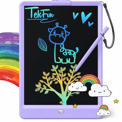 TEKFUN LCD Writing Tablet for Kids, 10-inch Coloring Drawing Pad, Mess Free Doodle Board, Airplane Travel Toys for Boys and Toddlers, Road Trip Essentials, Gifts for 3 4 5 6 7 8 Year Old Girls (Pink)