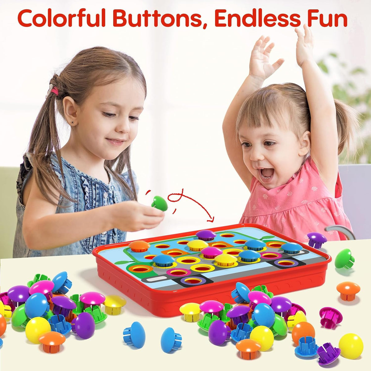 AMOSTING Button Art Toy, Color Matching Pegboard for Kids Ages 3+