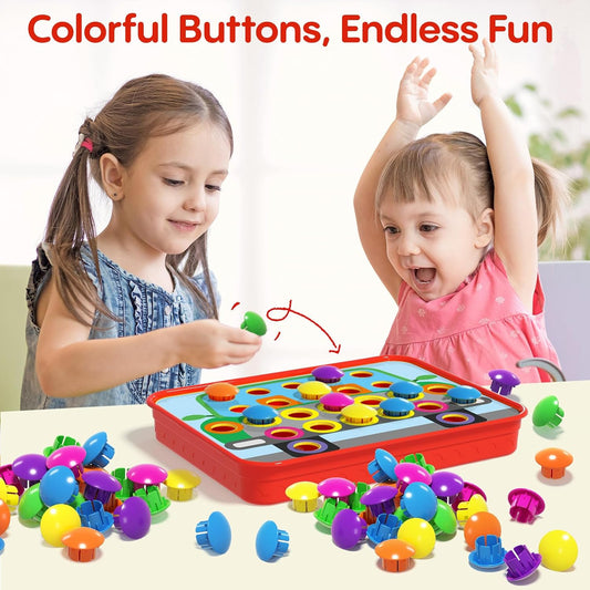 AMOSTING Button Art Toy, Color Matching Pegboard for Kids Ages 3+