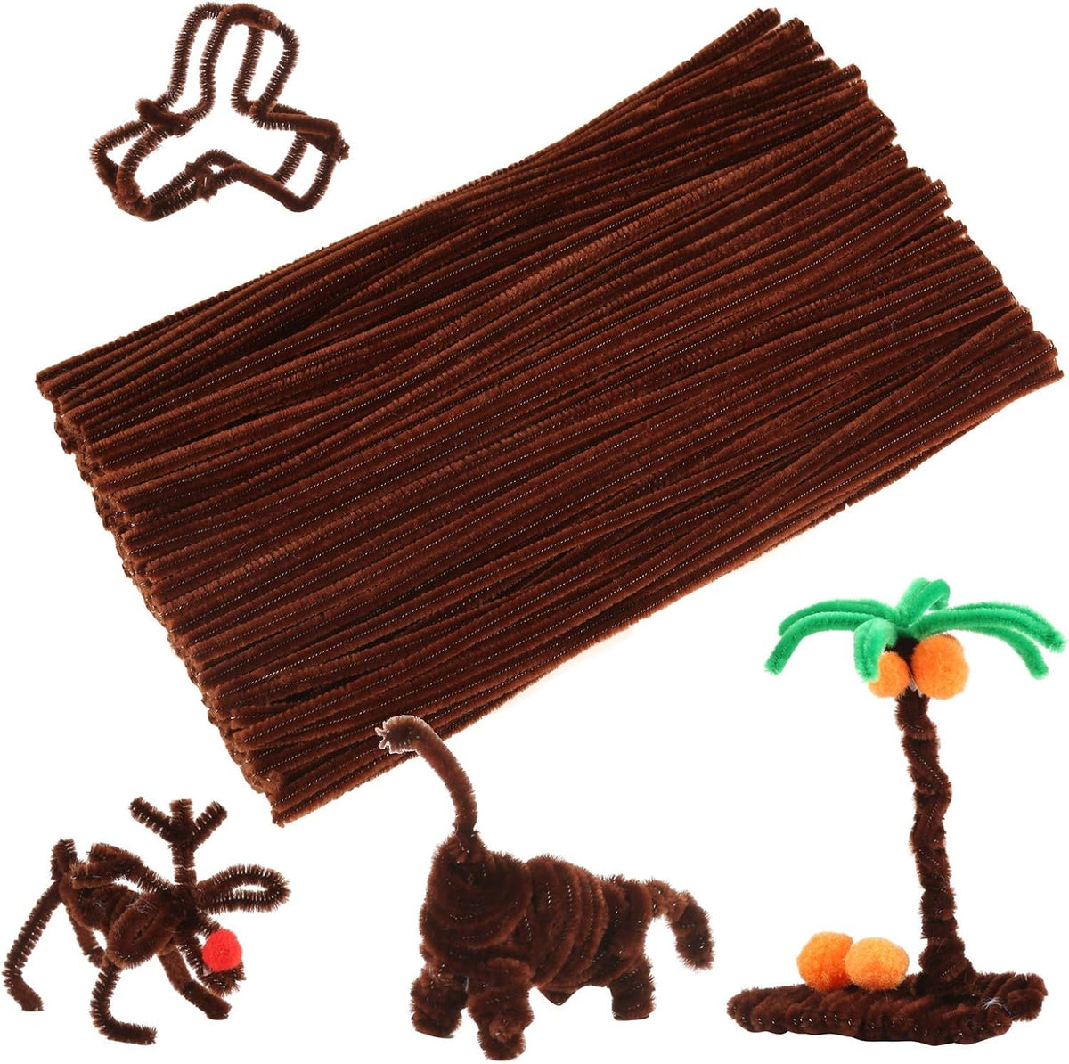 Caydo 200PCS Thick Pipe Cleaners Craft, 20 Colors Chenille Stems