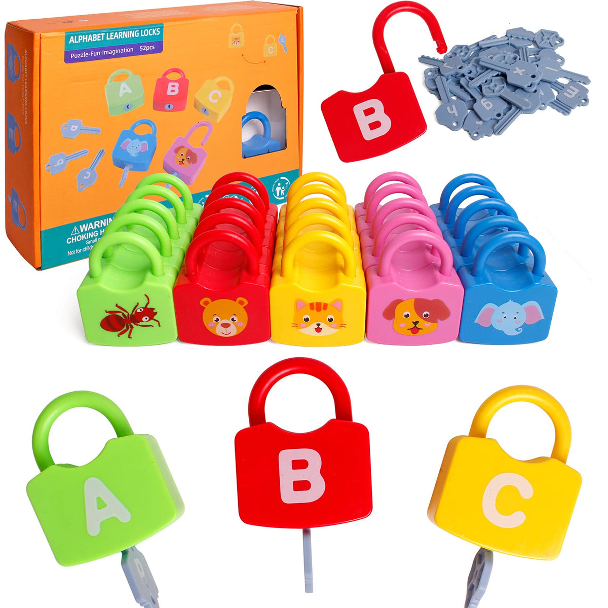 Dinhon Montessori Number Lock Key Toy Learning Game for 3-5 Years Old Kids