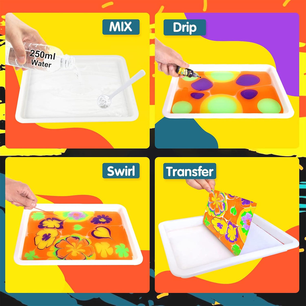 Water Marbling Paint for Kids - Arts and Crafts for Girls Boys Ideal Gifts
