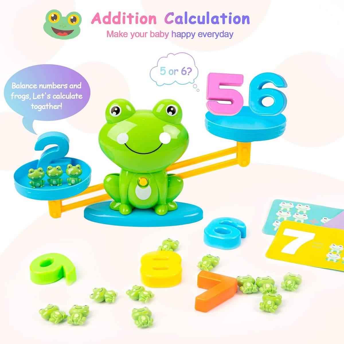 Frog Balance Counting Toys, Cool Math Learning Games for Boys and Girls, Educational Number Preschool Toy, Fun Children's Gift STEM Math Games for Kids Age 3+ (63 PCS)