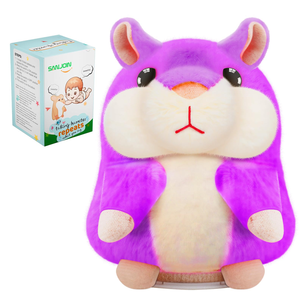 SANJOIN Toddler Kids Toys, Talking Hamster Repeats What You Say for Boys Girls, Stuffed Animals Interactive Plush Repeating Sensory Toy Gifts for 3+ Year Old Boy Girl Birthday Gift (Brown)