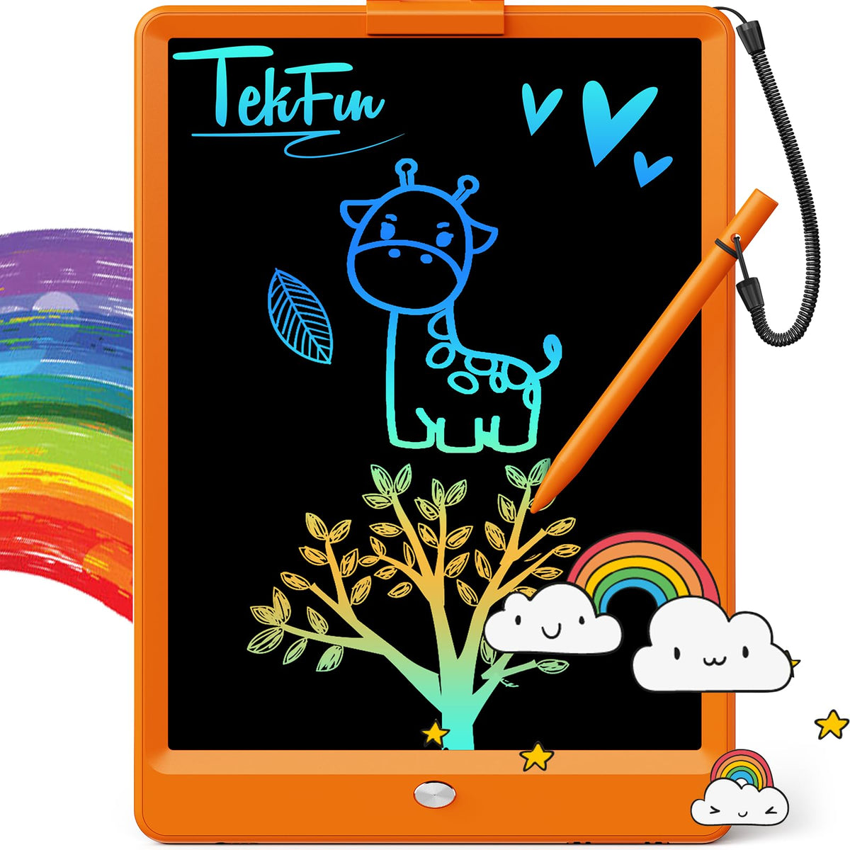 TEKFUN LCD Writing Tablet for Kids, 10-inch Coloring Drawing Pad, Mess Free Doodle Board, Airplane Travel Toys for Boys and Toddlers, Road Trip Essentials, Gifts for 3 4 5 6 7 8 Year Old Girls (Pink)