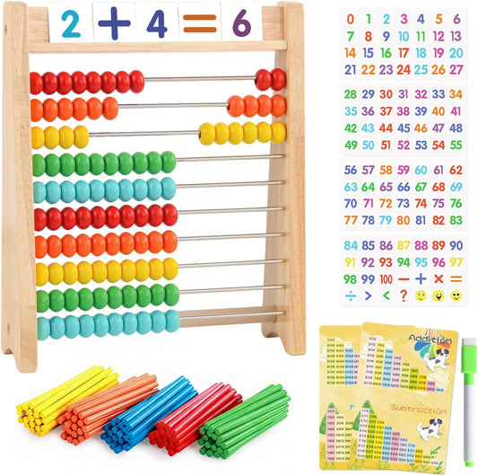 Wooden Abacus for Kids Math Game for Kids 5-7 Abacus Counters Counting Toys