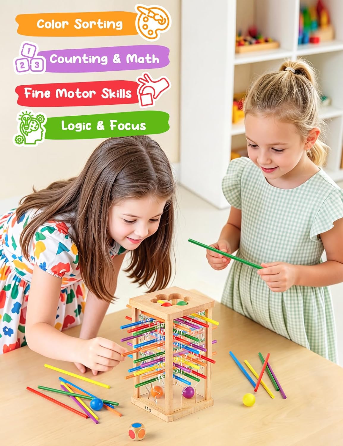 Montessori Wooden Board Game, Educational Math Toy for Kids Ages 4-6