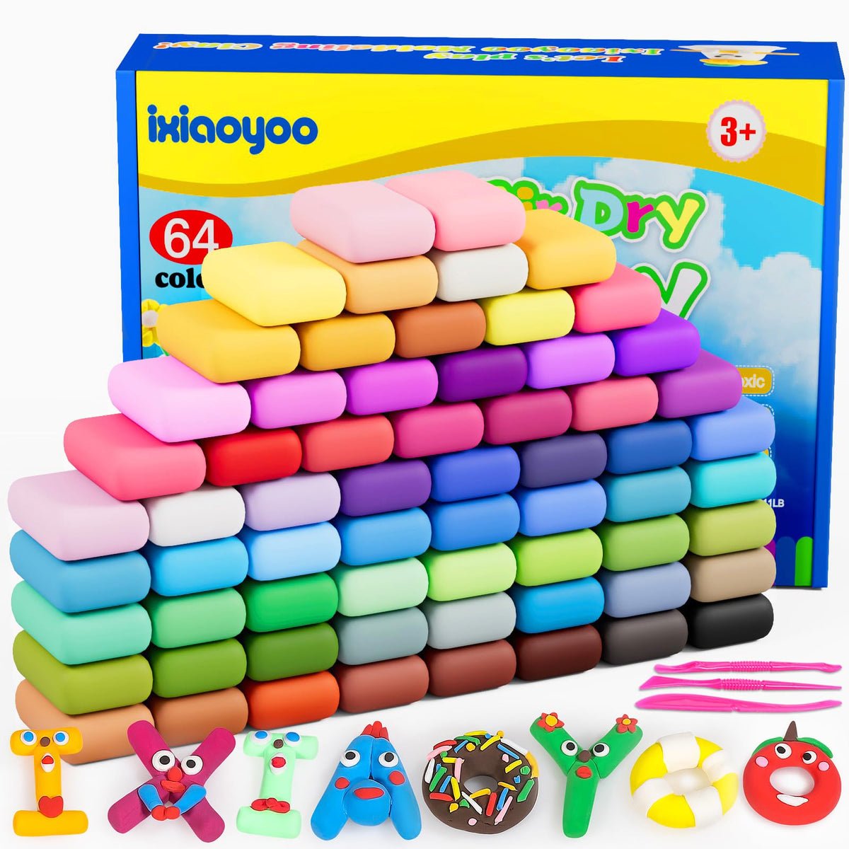 Ixiaoyoo Air Dry Clay, 30 Colors Foam Modeling Clay for School Projects