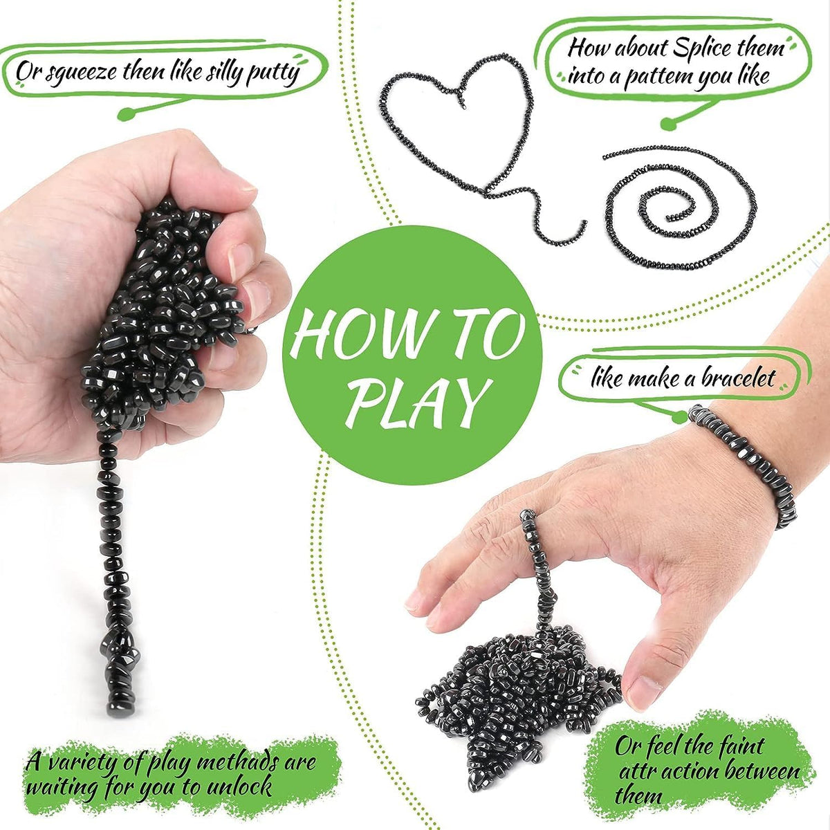 Matassari 550pcs Fidget Toy, Sensory Toys for Adults & Teens（Black）