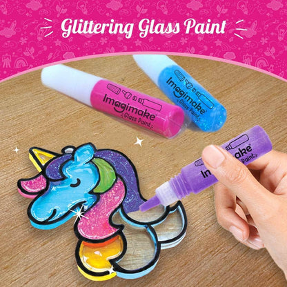 Imagimake Window Art - Princess, Mermaid, Unicorn 16 Pieces Suncatcher Kit