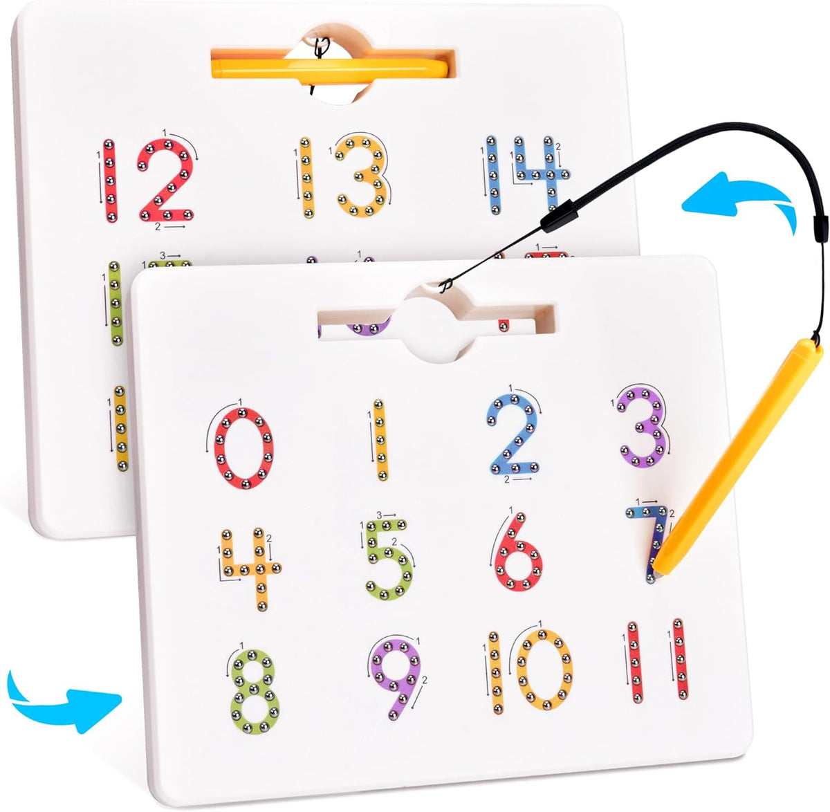 GAMENOTE Magnetic Number Tracing Board Double Sided, Numbers 1-20 Writing
