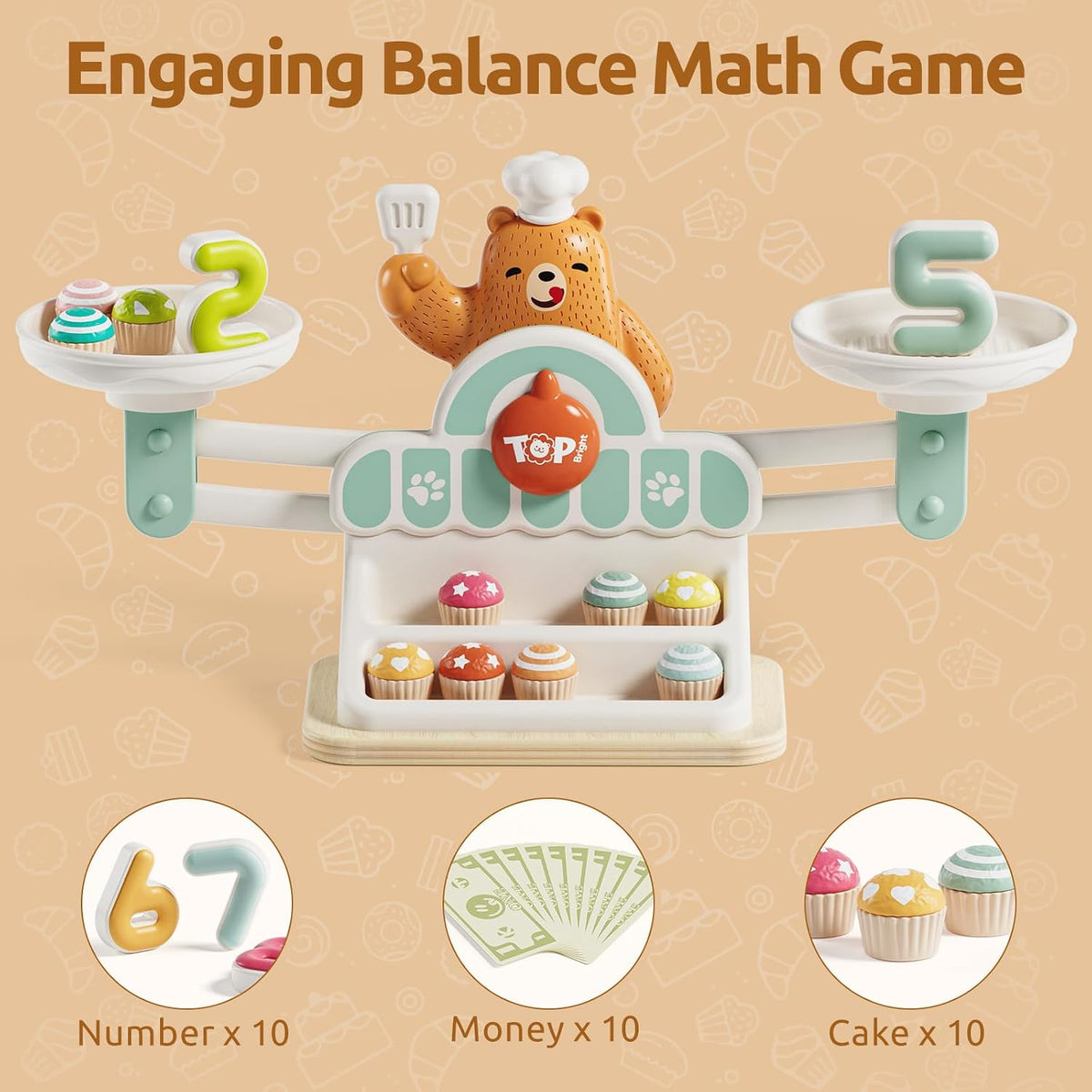 TOP BRIGHT Balance Counting Math Game, STEM Educational Toy for Ages 3-5
