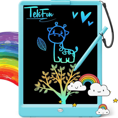 TEKFUN LCD Writing Tablet for Kids, 10-inch Coloring Drawing Pad, Mess Free Doodle Board, Airplane Travel Toys for Boys and Toddlers, Road Trip Essentials, Gifts for 3 4 5 6 7 8 Year Old Girls (Pink)