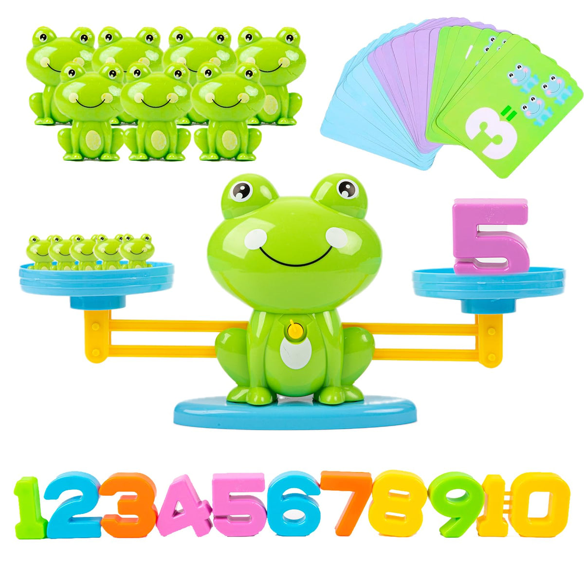 Frog Balance Counting Toys, Cool Math Learning Games for Boys and Girls, Educational Number Preschool Toy, Fun Children's Gift STEM Math Games for Kids Age 3+ (63 PCS)