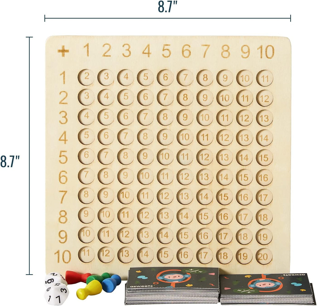 Asweets 2 in 1 Wooden Montessori Multiplication Addition Board Game 1 Pc